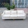 Sofa vải trắng thanh lý 3 chỗ ngồi thiết kế hiện đại chân gỗ tự nhiên sang trọng